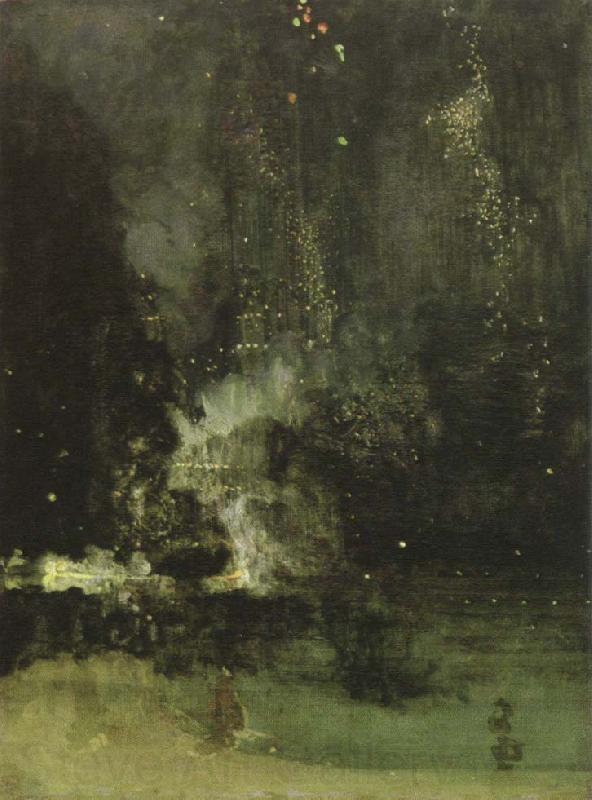 James Mcneill Whistler nocturne in black and gold the falling rocket Norge oil painting art